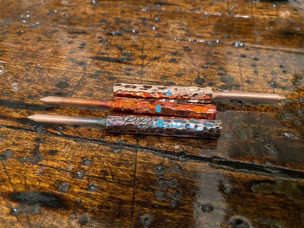 Copper hammered single prong